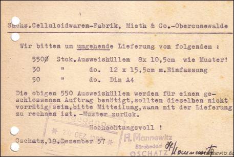 H. Mannewitz 75 Jahre Bestellpostkarte v. 191257 RS
